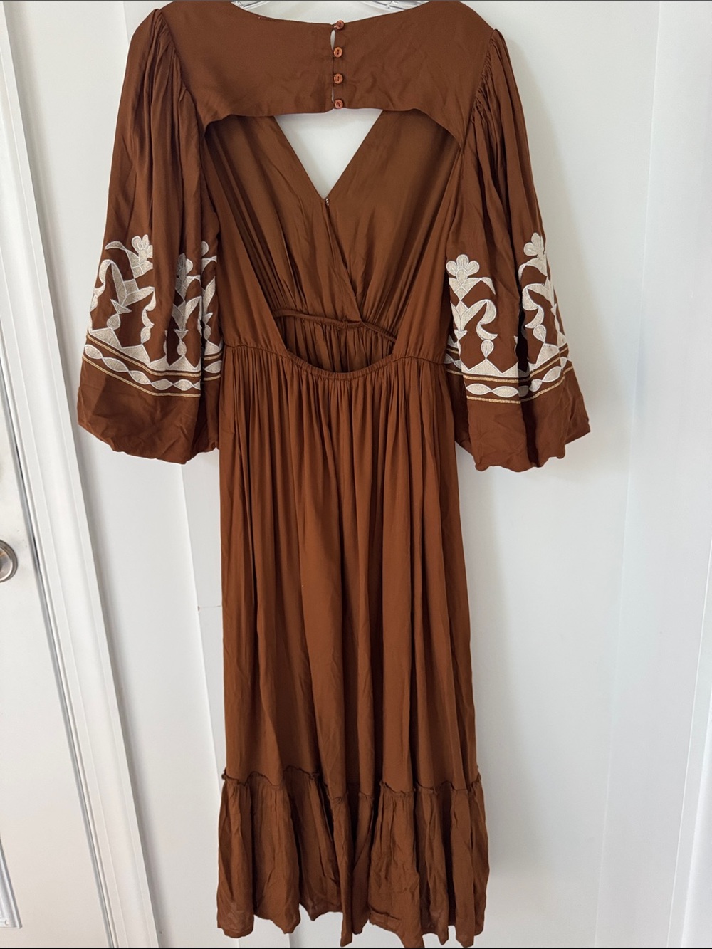 Anthropologie Let Me Be Embroidered Open-Back Maxi Dress Size S - Picture 10 of 13